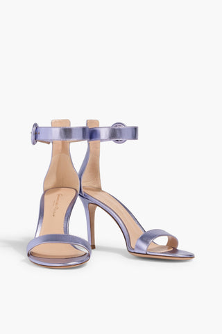 GIANVITO ROSSI PORTOFINO 85 METALLIC LEATHER SANDALS - Size 41