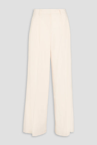 THEORY PLEATED WOOL-BLEND WIDE-LEG PANTS - Size 4