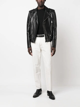 Tom Ford Cotton White Straight-Leg Jeans with Distressed Details
