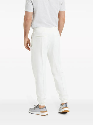 Brunello Cucinelli Cotton Drawstring Joggers with Vertical Seam Detail