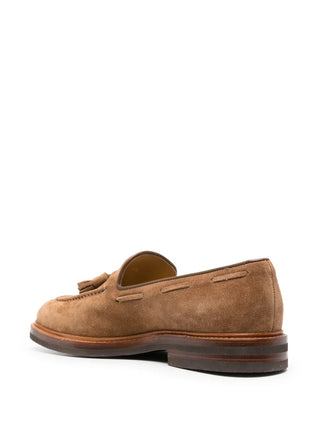Brunello Cucinelli Suede Tassel Loafers in Light Brown