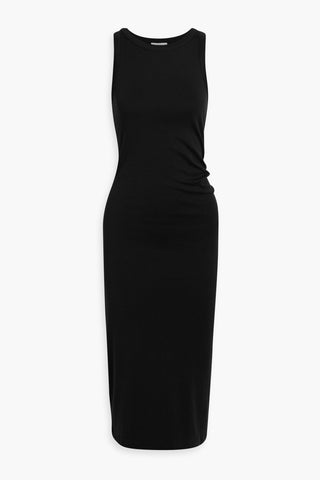 VINCE RUCHED PIMA COTTON-JERSEY MIDI DRESS - Size L
