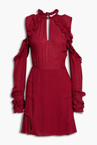 IRO HANIE COLD-SHOULDER RUFFLED GAUZE MINI DRESS - Size 40