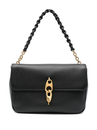 Tom Ford Grained Leather Flap Shoulder Bag with Braided Strap