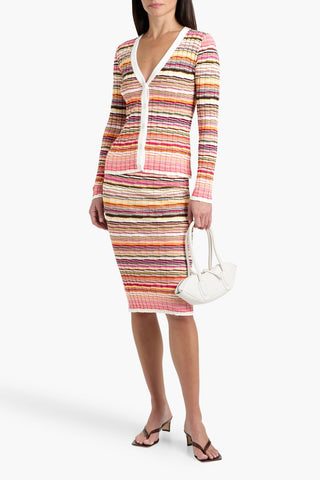 MISSONI SPACE-DYED RIBBED COTTON-BLEND SKIRT - Size 38