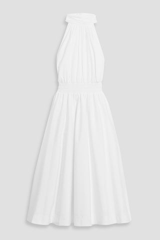 VERONICA BEARD KINNY SHIRRED COTTON-BLEND POPLIN MIDI DRESS - Size 2