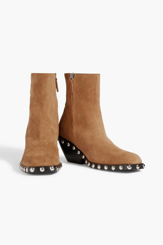 KHAITE HOOPER STUDDED SUEDE ANKLE BOOTS - Size 36