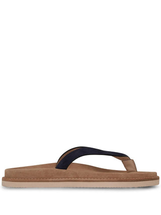Brunello Cucinelli Suede Thong Sandals with Contrast Strap