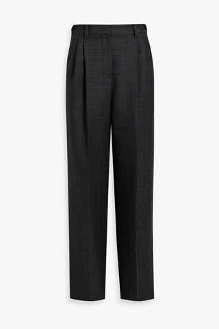 BRUNELLO CUCINELLI PLEATED PRINCE OF WALES CHECKED WOOL WIDE-LEG PANTS - Size 40