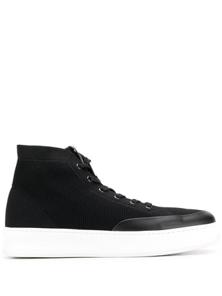 Tods Black Mesh and Leather Low-Top Sneakers with Contrast Sole