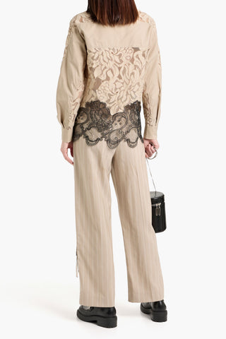 3.1 PHILLIP LIM TWO-TONE CORDED LACE SHIRT - Size 4