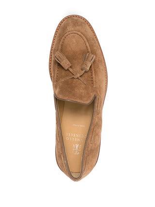 Brunello Cucinelli Suede Tassel Loafers in Light Brown