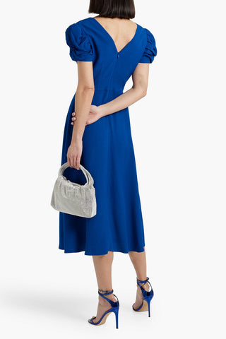SALONI MARGOT RUCHED CREPE MIDI DRESS - Size 10