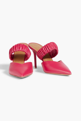 MALONE SOULIERS MATILDA 85 RUCHED LEATHER MULES - Size 36.5