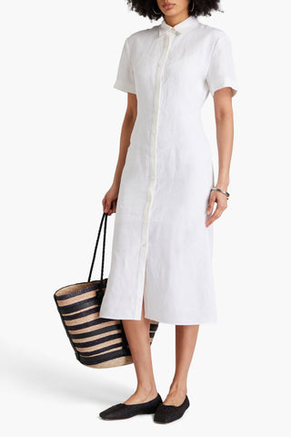 THEORY LINEN MIDI SHIRT DRESS - Size 6
