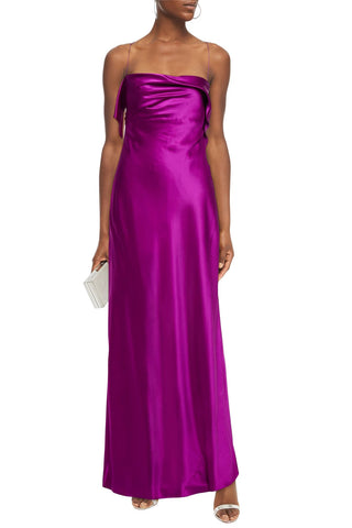 MICHELLE MASON DRAPED SILK-SATIN GOWN - Size 6