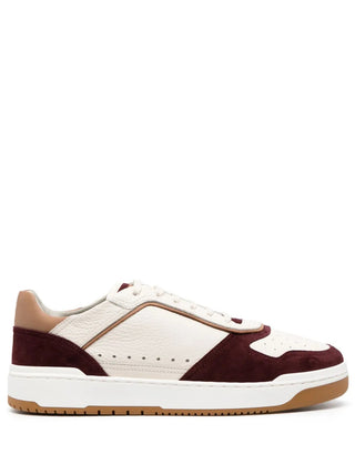 Brunello Cucinelli Leather and Suede Contrast Panel Low-Top Sneakers