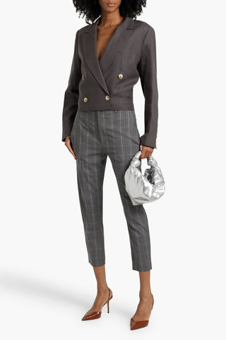 ISABEL MARANT NOAH CROPPED PRINCE OF WALES CHECKED WOOL TAPERED PANTS - Size 36