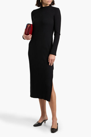 VINCE RIBBED COTTON-BLEND MIDI DRESS - Size XL