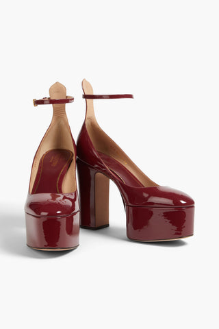 VALENTINO GARAVANI TAN-GO PATENT-LEATHER PLATFORM PUMPS - Size 37