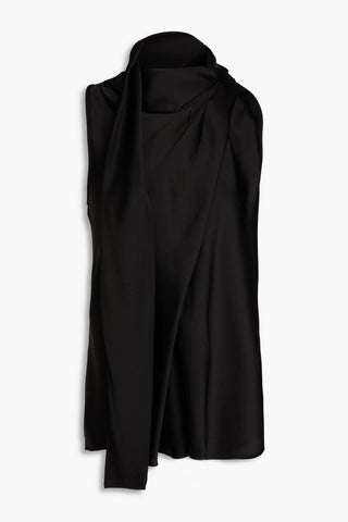 SIMKHAI MCKINNON JERSEY-PANELED TIE-NECK SATIN TOP - Size S