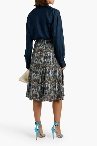 EMILIA WICKSTEAD PLEATED PAISLEY-PRINT SILK-TWILL SKIRT - Size 10