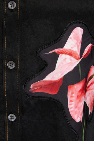 3.1 PHILLIP LIM APPLIQUD SATIN SHIRT - Size 0