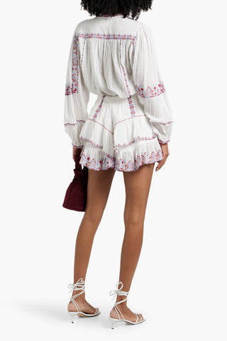 ISABEL MARANT JOCADIA TIERED EMBROIDERED COTTON-GAUZE SHORTS - Size 34