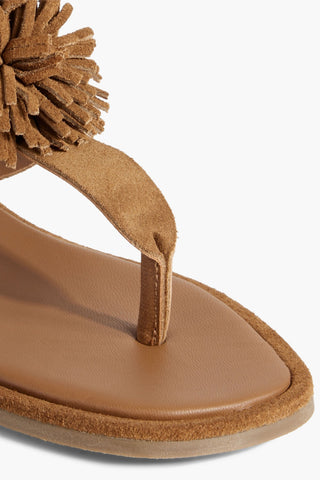 IRIS & INK GRACE POMPOM-EMBELLISHED SUEDE SANDALS - Size 38