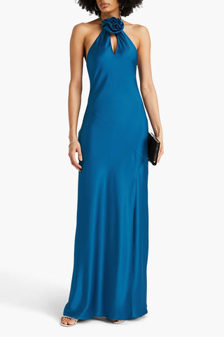 NICHOLAS SATIN HALTERNECK MAXI DRESS - Size 2