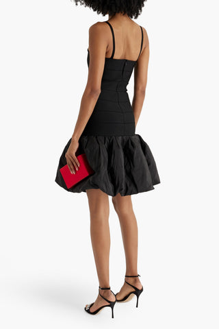 CAROLINA HERRERA GATHERED FAILLE-PANELED STRETCH-KNIT MINI DRESS - Size S