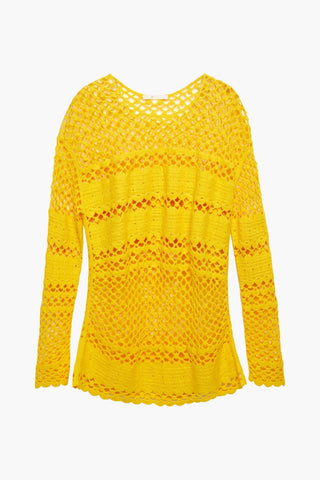 MAJE CROCHET-KNIT COTTON SWEATER - Size 3