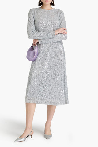 STINE GOYA CELSIA SEQUINED RIBBED-KNIT MIDI DRESS - Size M