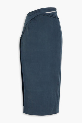 JACQUEMUS ESPELHO TWISTED CUPRO-BLEND JERSEY MIDI SKIRT - Size S