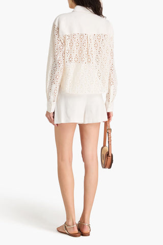 VERONICA BEARD ADERES BRODERIE ANGLAISE COTTON SHIRT - Size 6