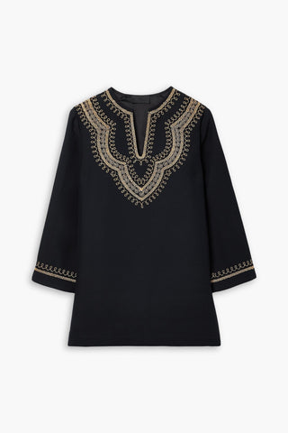 NILI LOTAN KARINE EMBROIDERED WOOL AND SILK-BLEND TUNIC - Size 2