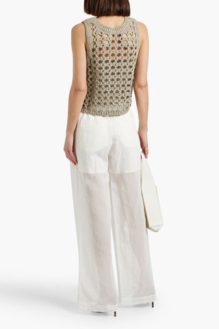 BRUNELLO CUCINELLI COTTON-ORGANDIE WIDE-LEG PANTS - Size 44