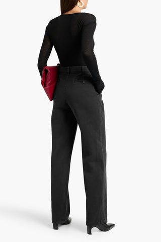 NILI LOTAN ELLIOT STRETCH-COTTON TWILL STRAIGHT-LEG PANTS - Size 10