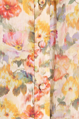 MIKAEL AGHAL FLORAL-PRINT CREPE DE CHINE BLOUSE - Size 12