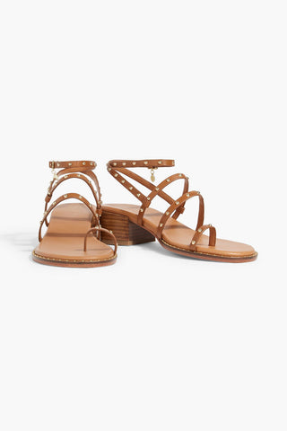 MAJE STUDDED LEATHER SANDALS - Size 39