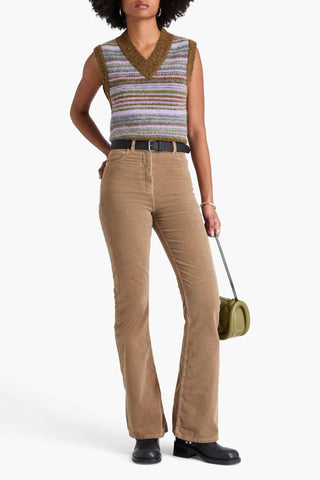 GANNI COTTON-BLEND CORDUROY FLARED PANTS - Size 39