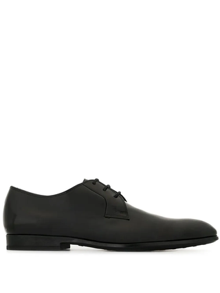 Tods Polished Leather Lace-Up Derby Shoes Black