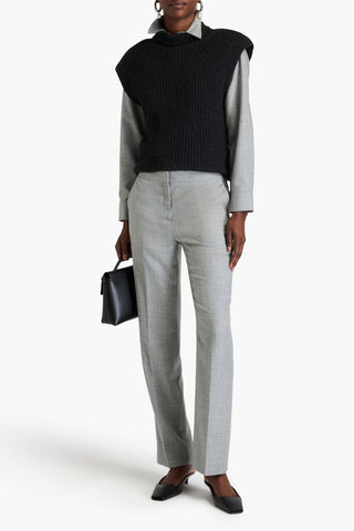 THEORY MLANGE WOOL-FLANNEL STRAIGHT-LEG PANTS - Size 12