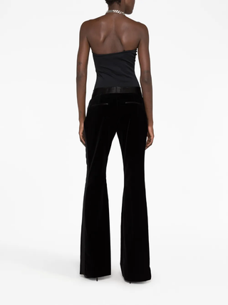 Tom Ford Velvet Flared Trousers with Contrast Waistband