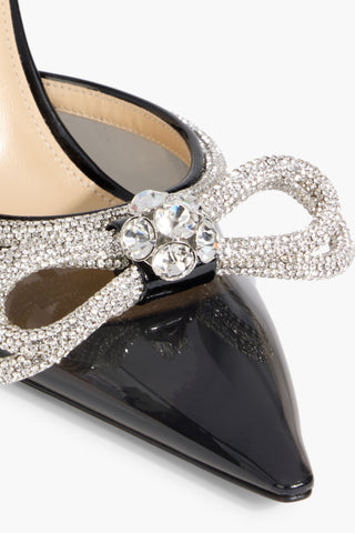 MACH & MACH DOUBLE BOW CRYSTAL-EMBELLISHED LEATHER AND PVC MULES - Size 39.5