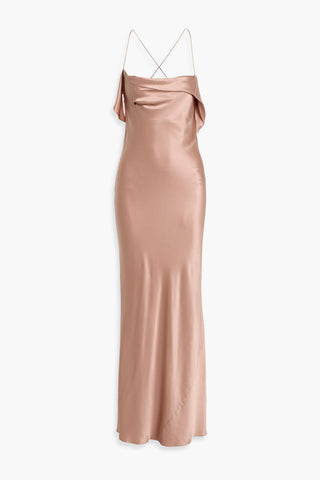 MICHELLE MASON DRAPED SILK-SATIN GOWN - Size 4