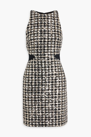 DEREK LAM ROSEMARY SEQUIN-EMBELLISHED METALLIC BOUCL-TWEED MINI DRESS - Size 6