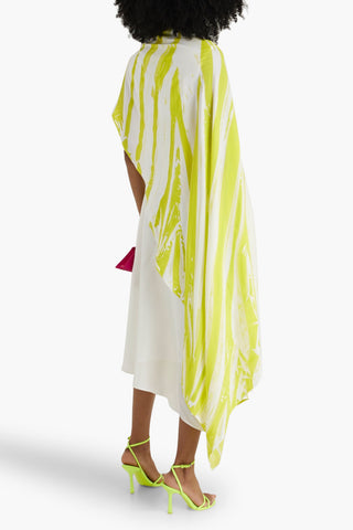 ROKSANDA PASCALE CAPE-EFFECT PRINTED TAFFETA MIDI DRESS - Size 8