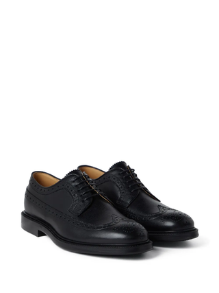 Brunello Cucinelli Grained Leather Wingtip Derby Brogues Black