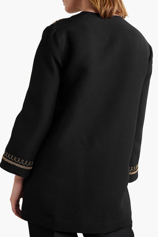 NILI LOTAN KARINE EMBROIDERED WOOL AND SILK-BLEND TUNIC - Size 2